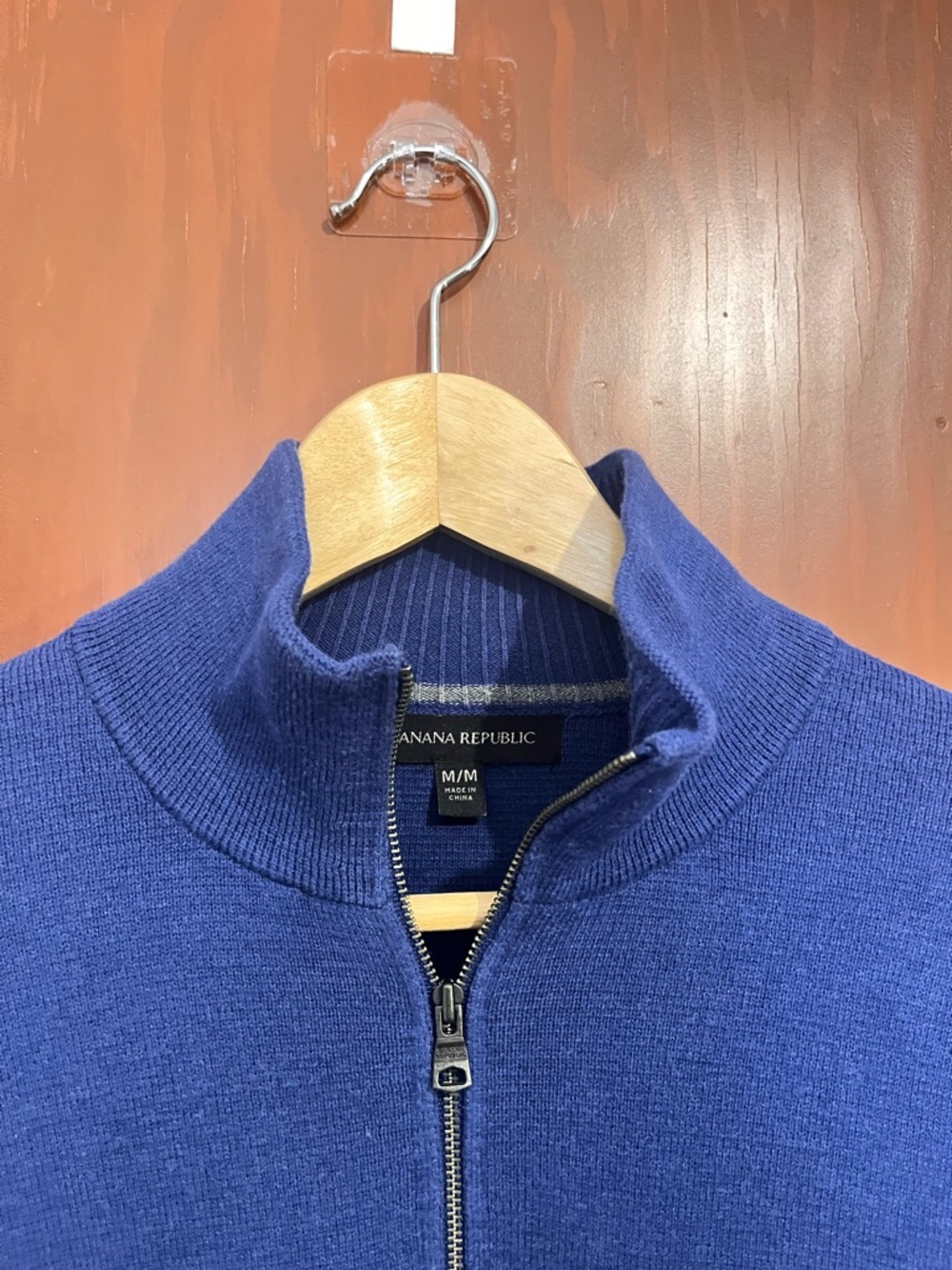 Banana Republic Men's Zip-Up Sweater in Cobalt Blue